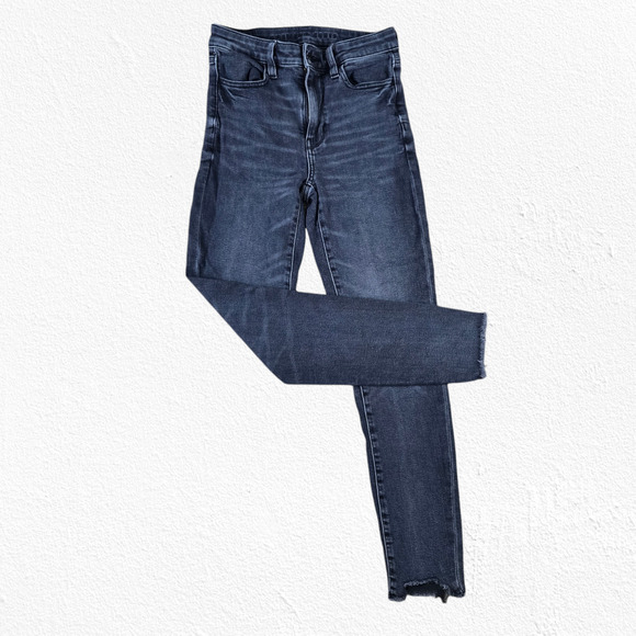 American Eagle Washed Black High Rise Jeggings Super Stretch Skinny Jeans Size 2 - Picture 1 of 9
